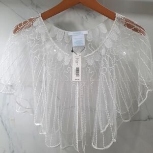 Shawl WHITE BEADED AND TULL Southern Living NWT